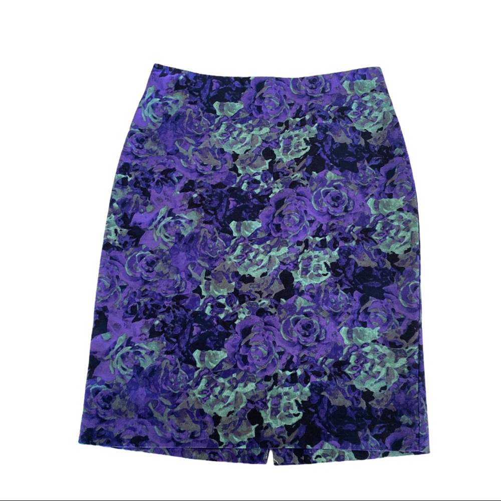 TALBOTS Purple & Turquoise Floral Pencil Skirt
